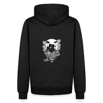 J’adore le batteur - j’adore la batterie - Sweat à capuche Premium bio Homme - noir - Dos - Nico (187cm)