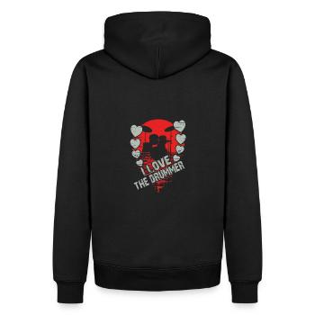 J’adore le batteur - j’adore la batterie - Sweat à capuche Premium bio Homme - noir - Dos - Nico (187cm)