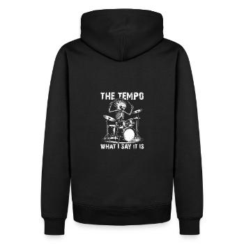 Squelette de crâne de batteur sur la batterie - Sweat à capuche Premium bio Homme - noir - Dos - Nico (187cm)