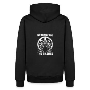 Squelette de crâne de batteur sur la batterie - Sweat à capuche Premium bio Homme - noir - Dos - Nico (187cm)