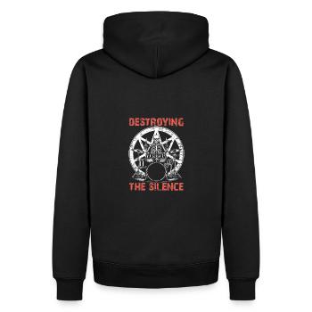 Squelette de crâne de batteur sur la batterie - Sweat à capuche Premium bio Homme - noir - Dos - Nico (187cm)
