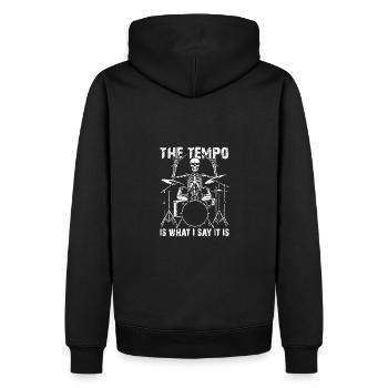 Squelette de crâne de batteur sur la batterie - Sweat à capuche Premium bio Homme - noir - Dos - Nico (187cm)
