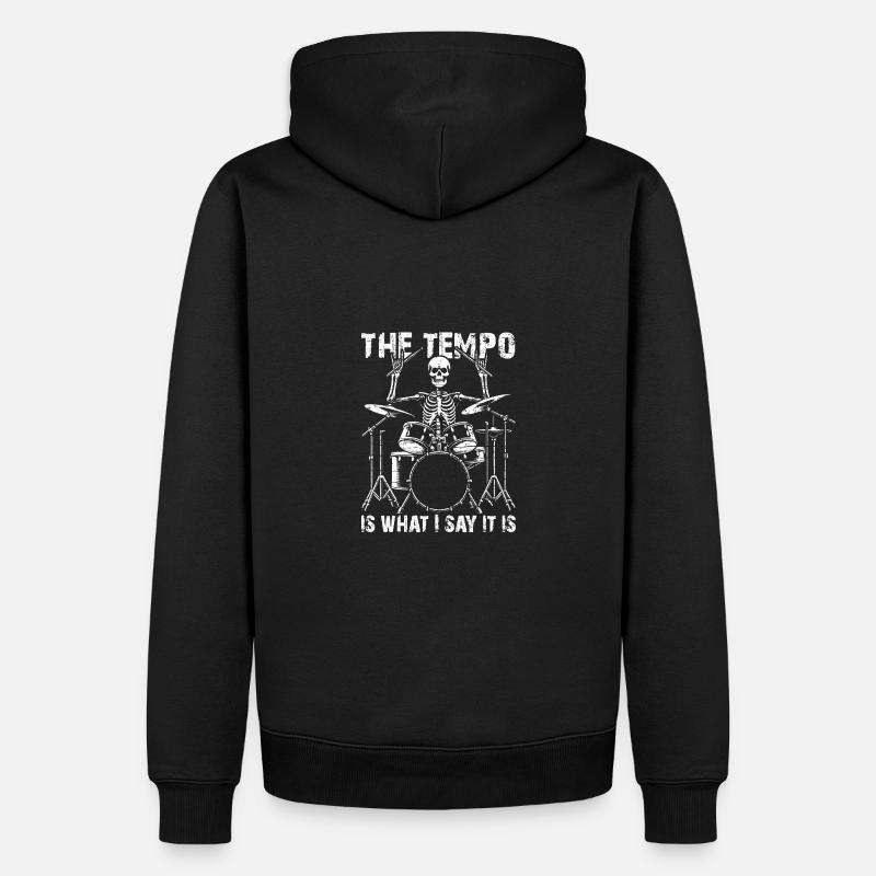 Drummer Skull Skelett am Drumset - Männer Premium Bio Hoodie - Schwarz