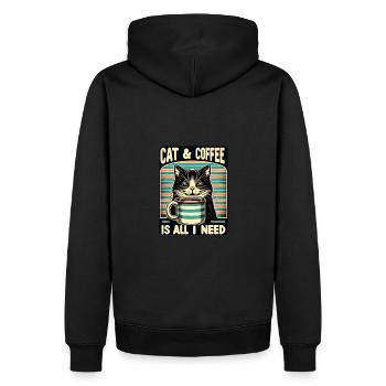 Le chat et le café sont tout ce dont j’ai besoin - Sweat à capuche Premium bio Homme - noir - Dos - Nico (187cm)