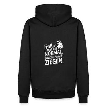 Früher war ich normal jetzt habe ich Ziegen - Männer Premium Bio Hoodie - Schwarz - Hinten - Nico (187cm)