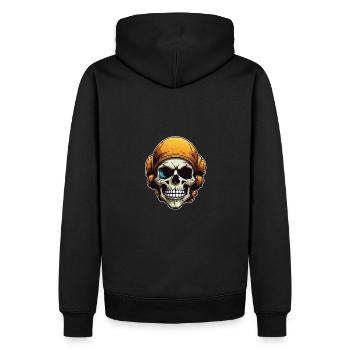 Dekorativer bunter Skull mit Verzierung - Männer Premium Bio Hoodie - Schwarz - Hinten - Nico (187cm)