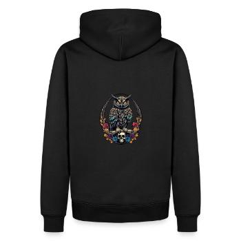 Hibou décoratif avec crâne et pétales de rose - Sweat à capuche Premium bio Homme - noir - Dos - Nico (187cm)