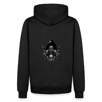 Portrait viking avec un grand corbeau et des épées - Sweat à capuche Premium bio Homme - noir - Dos - Nico (187cm)