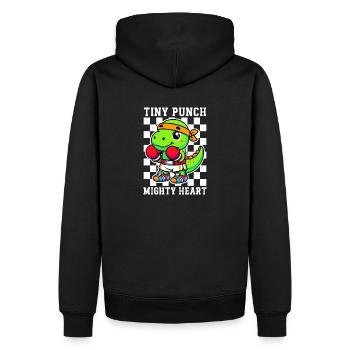 Tiny Punch Mighty Heart Dino Boxer Trex - Men’s Premium Organic Hoodie - black - Back - Nico (187cm)