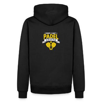 Tut mir leid, ich kann nicht seine Padel-Saison lustiger Padel-Papa - Männer Premium Bio Hoodie - Schwarz - Hinten - Nico (187cm)