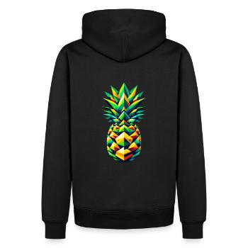 Tropische Ananas-Geometrie: Lebendige Mosaikkunst - Männer Premium Bio Hoodie - Schwarz - Hinten - Nico (187cm)