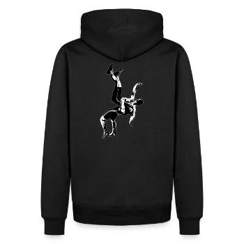 Lutte - Sweat à capuche Premium bio Homme - noir - Dos - Nico (187cm)