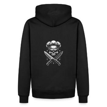 Crâne avec toque et couteaux de cuisine croisés - Sweat à capuche Premium bio Homme - noir - Dos - Nico (187cm)