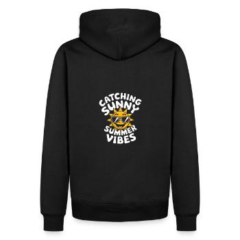 Moments d’été ensoleillés Vibrations Soleil d’été - Sweat à capuche Premium bio Homme - noir - Dos - Nico (187cm)