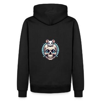 Crâne avec une jolie petite souris sur le front - Sweat à capuche Premium bio Homme - noir - Dos - Nico (187cm)