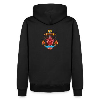 Sailor's Heart - Tattoo design - Sweat à capuche Premium bio Homme - noir - Dos - Nico (187cm)