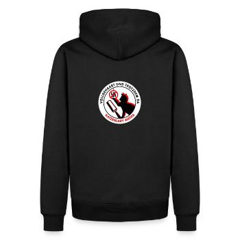 Full of hair and still there: CAT LADY ANTIFA - Men’s Premium Organic Hoodie - black - Back - Nico (187cm)