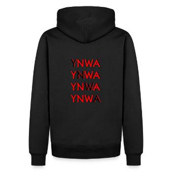 YNWA Red and Black - Men’s Premium Organic Hoodie - black - Back - Nico (187cm)