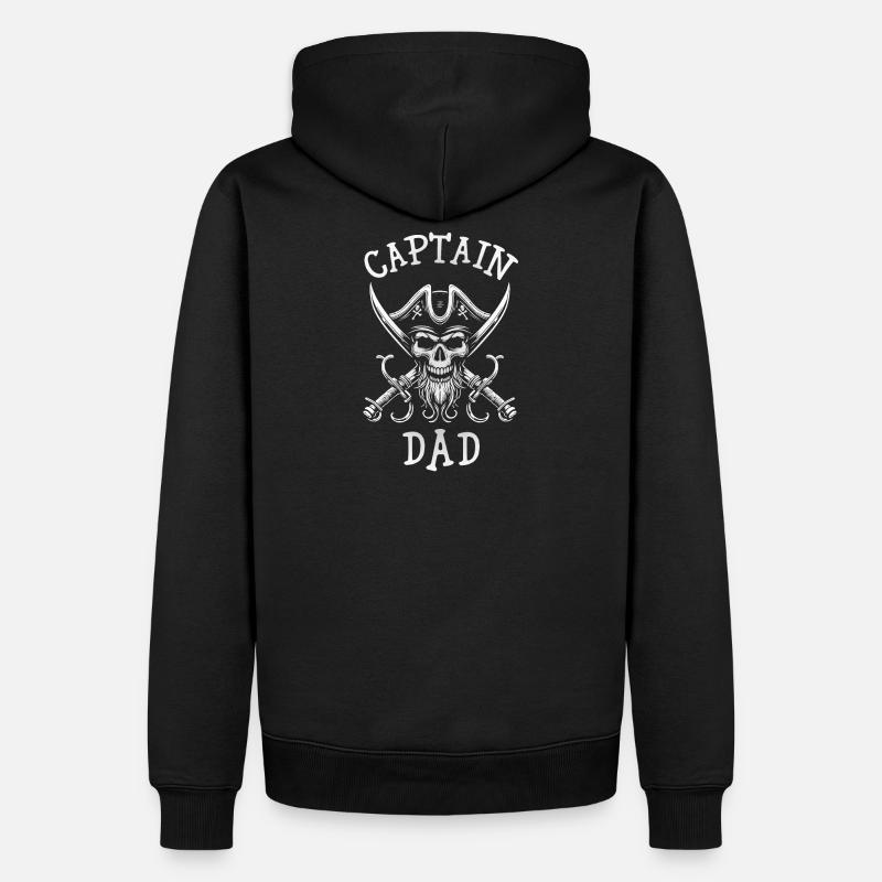 Piratenschädel-Säbel, Captain Dad - Männer Premium Bio Hoodie - Schwarz