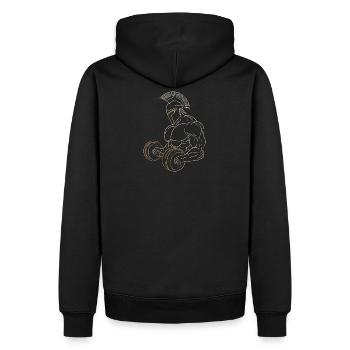 Spartiate Haltères Dorés - Sweat à capuche Premium bio Homme - noir - Dos - Nico (187cm)