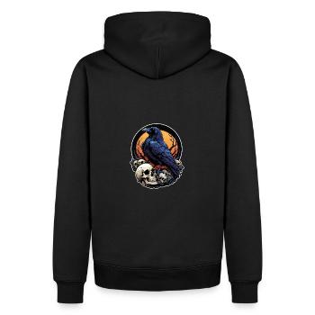 Großer Rabe sitzt auf Skulls im Mondlicht - Männer Premium Bio Hoodie - Schwarz - Hinten - Nico (187cm)