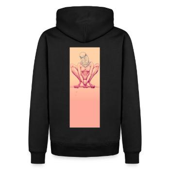 Taube - Männer Premium Bio Hoodie - Schwarz - Hinten - Nico (187cm)