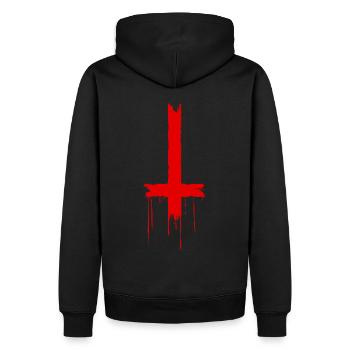 Cross - 666 - Men’s Premium Organic Hoodie - black - Back - Nico (187cm)