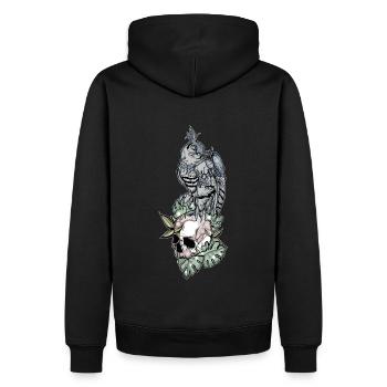 Eule auf Schädel // Illustration - Männer Premium Bio Hoodie - Schwarz - Hinten - Nico (187cm)