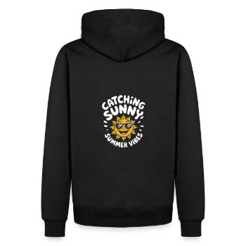 Moments d’été ensoleillés Vibrations Soleil d’été - Sweat à capuche Premium bio Homme - noir - Dos - Nico (187cm)