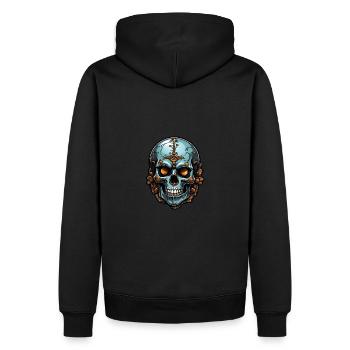 Dekorativer bunter Skull mit Verzierung - Männer Premium Bio Hoodie - Schwarz - Hinten - Nico (187cm)