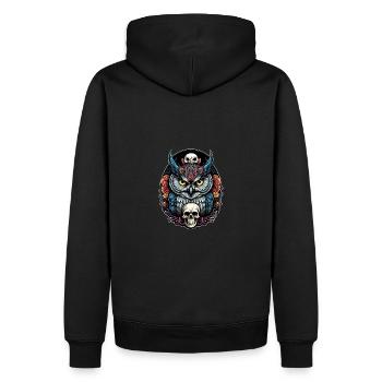Hibou décoratif avec crâne et pétales de rose - Sweat à capuche Premium bio Homme - noir - Dos - Nico (187cm)