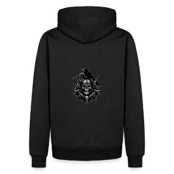 Portrait viking avec un grand corbeau et des épées - Sweat à capuche Premium bio Homme - noir - Dos - Nico (187cm)