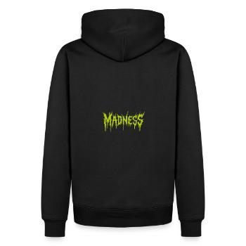 La folie règne sur le monde Motivation Espoir - Sweat à capuche Premium bio Homme - noir - Dos - Nico (187cm)