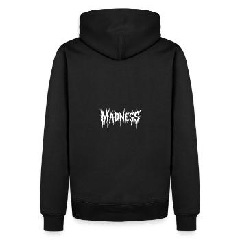 La folie règne sur le monde Motivation Espoir - Sweat à capuche Premium bio Homme - noir - Dos - Nico (187cm)