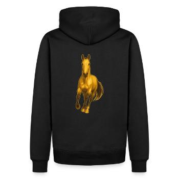 Akhal Teke in edlem Look – Pferdeliebe - Männer Premium Bio Hoodie - Schwarz - Hinten - Nico (187cm)