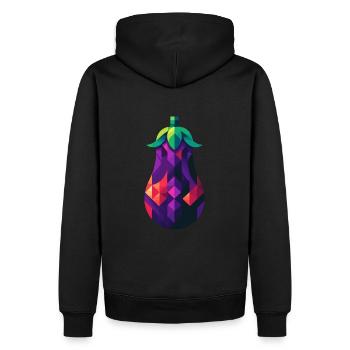 Abstrakte geometrische Aubergine - Farbgestaltung - Männer Premium Bio Hoodie - Schwarz - Hinten - Nico (187cm)