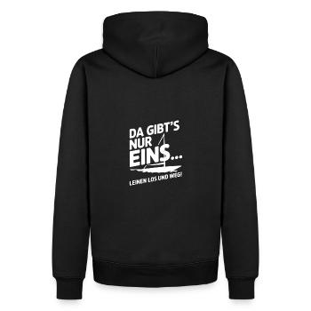 Leinen los und nichts wie weg! Wir legen ab! - Männer Premium Bio Hoodie - Schwarz - Hinten - Nico (187cm)