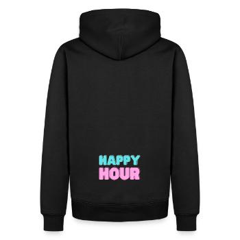Happy Hour | Design Alcool Apéro - Sweat à capuche Premium bio Homme - noir - Dos - Nico (187cm)