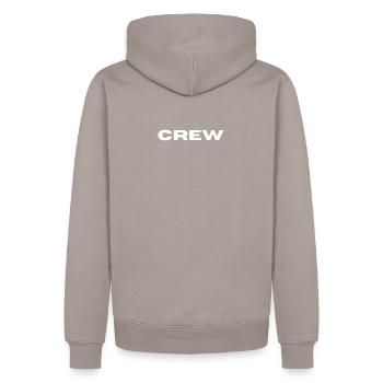 Crew. - Männer Premium Bio Hoodie - Taupe - Hinten - Nico (187cm)