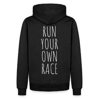 COUREZ VOTRE PROPRE COURSE - Sweat à capuche Premium bio Homme - noir - Dos - Nico (187cm)