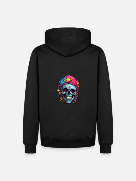 Dekorativer bunter Skull - Männer Premium Bio Hoodie - Schwarz