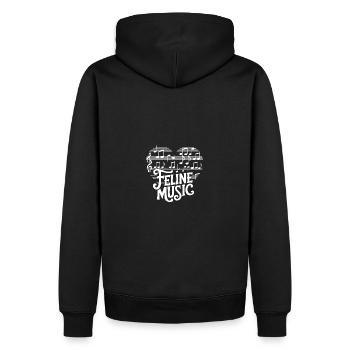 Katzen und Musik ich liebe meine Katze und Musik. - Männer Premium Bio Hoodie - Schwarz - Hinten - Nico (187cm)