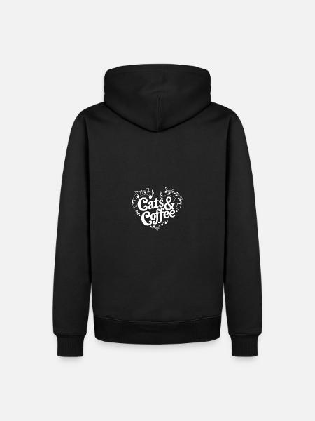 Ich liebe Katzen und Kaffee - Männer Premium Bio Hoodie - Schwarz