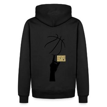 Korb meine beste Welt - Männer Premium Bio Hoodie - Schwarz - Hinten - Nico (187cm)