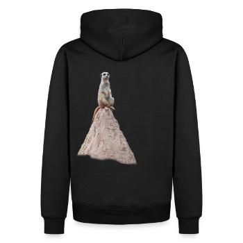 Erdmännchen_Hügel_1 - Männer Premium Bio Hoodie - Schwarz - Hinten - Nico (187cm)