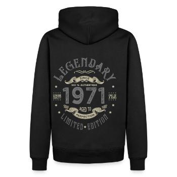 1971 Jubiläum legendär seit 1971 - Männer Premium Bio Hoodie - Schwarz - Hinten - Nico (187cm)