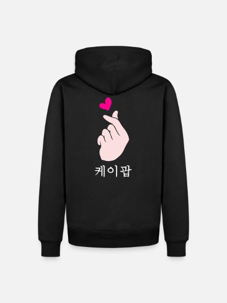 Funny K-Pop - KPop Hand Symbol Cute Korean Music - Männer Premium Bio Hoodie - Schwarz
