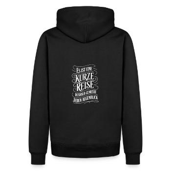 Das Leben ist eine kurze Reise - nutze die Zeit - Männer Premium Bio Hoodie - Schwarz - Hinten - Nico (187cm)