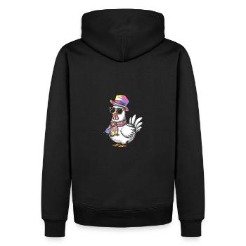J’aime mes poulets - Dessin animé drôle de poulets - Sweat à capuche Premium bio Homme - noir - Dos - Nico (187cm)