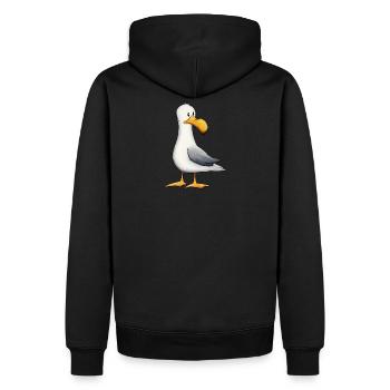 Lustige Möwe Nordsee Ostsee Meeres-Vogel - Männer Premium Bio Hoodie - Schwarz - Hinten - Nico (187cm)